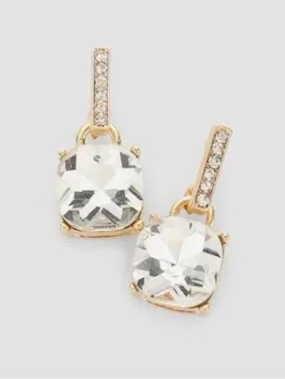 Gold Cushion Square Stone Dangle Earrings (5590)